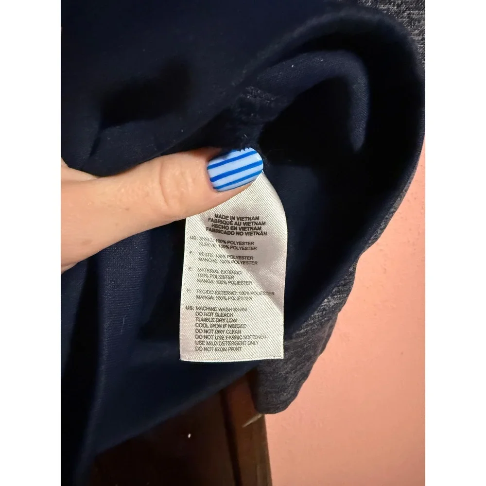 Adidas Mens Climalite Full Zip Hoodie Navy Blue Heather Grey Fleece Jacket L
